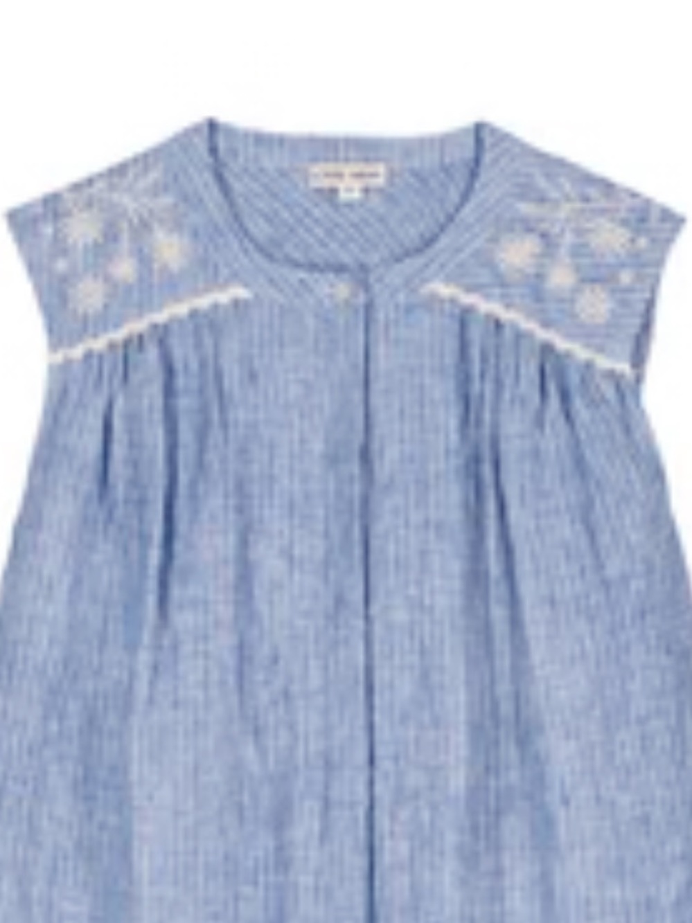 NEW Louise Misha Women’s Sleeveless Duna Blouse Blue Linen Stripes 36 Small S - Picture 2 of 16